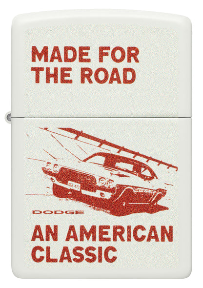 Zippo Dodge Made for the Road Design White Matte Windproof Lighter