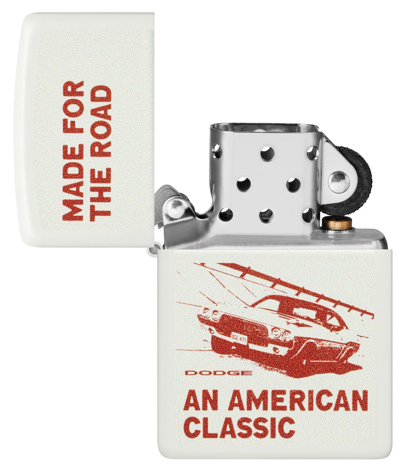 Zippo Dodge Made for the Road Design White Matte Windproof Lighter