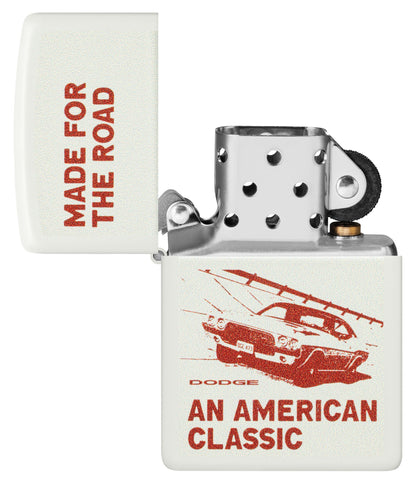 Zippo Dodge Made for the Road Design White Matte Windproof Lighter