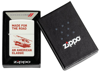 Zippo Dodge Made for the Road Design White Matte Windproof Lighter