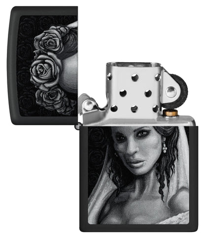 Zippo Til Death Design Black Matte Windproof Lighter