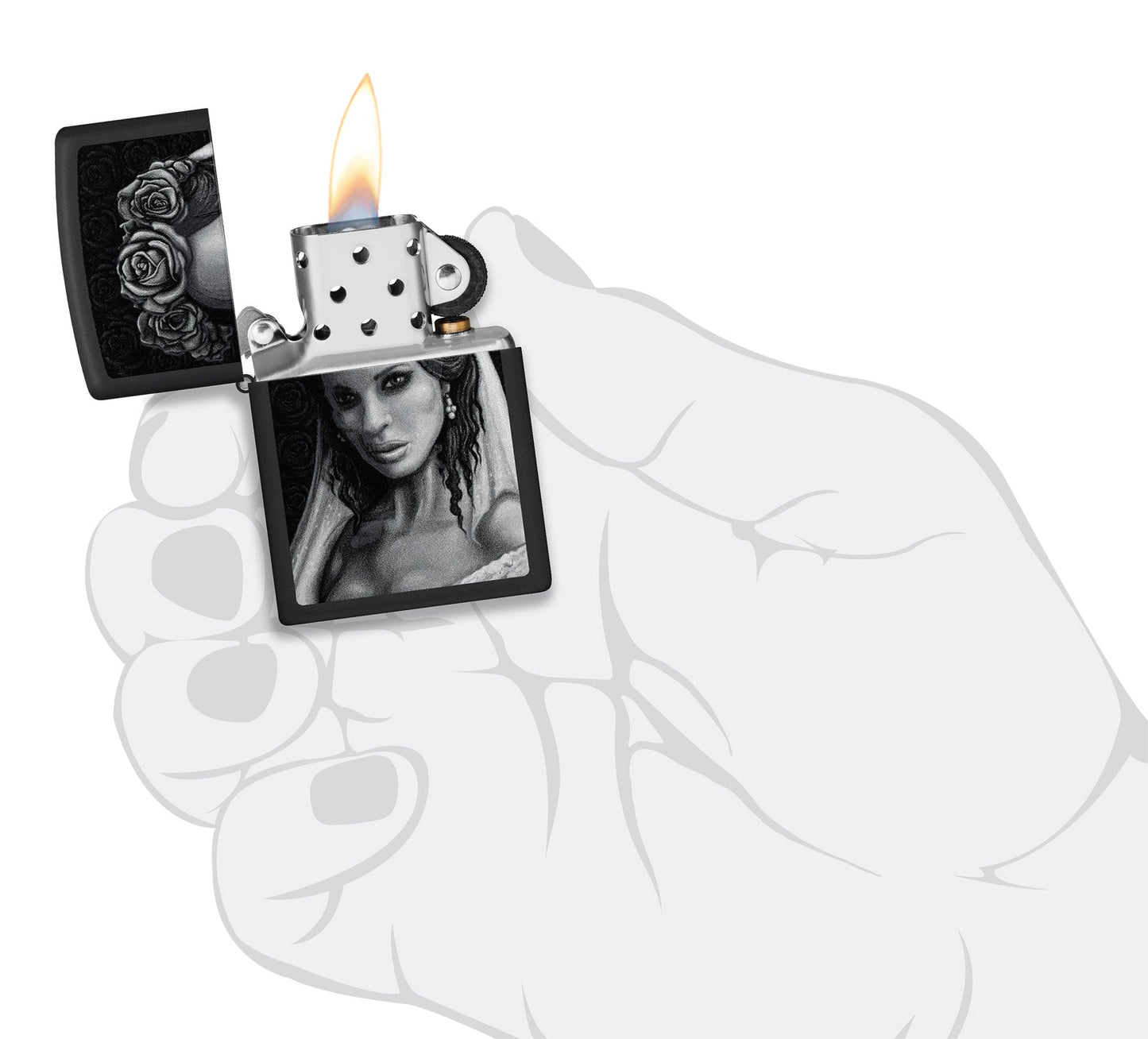 Zippo Til Death Design Black Matte Windproof Lighter