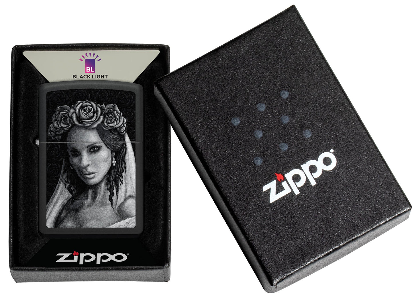 Zippo Til Death Design Black Matte Windproof Lighter