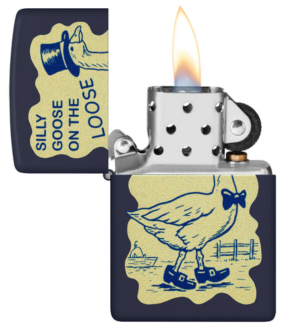 Zippo Silly Goose Design Navy Blue Matte Windproof Lighter