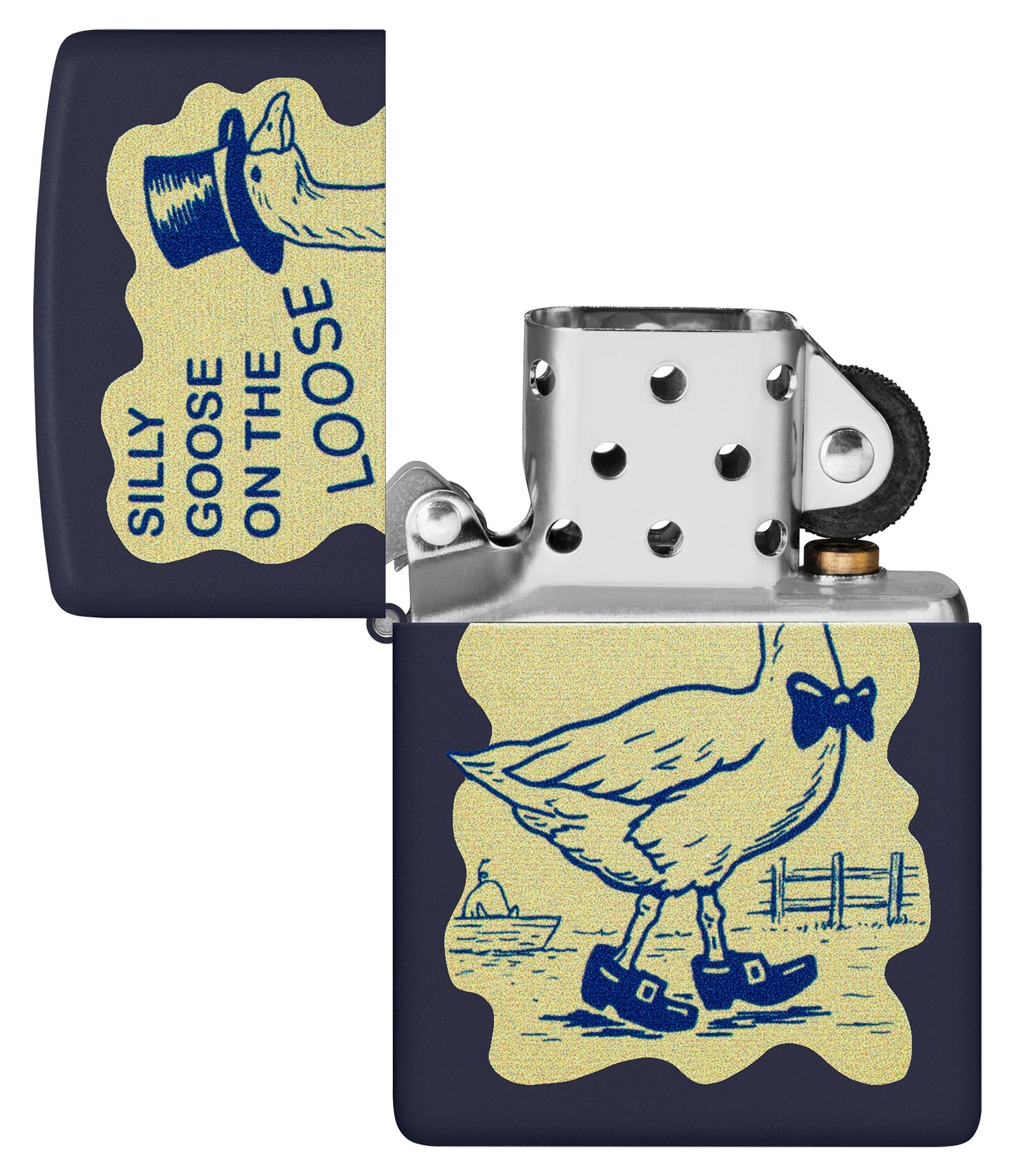 Zippo Silly Goose Design Navy Blue Matte Windproof Lighter