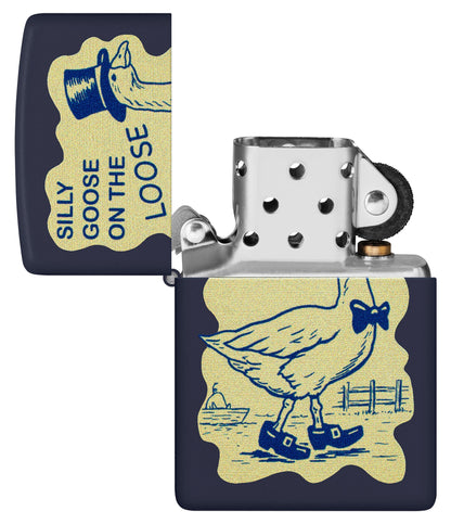 Zippo Silly Goose Design Navy Blue Matte Windproof Lighter