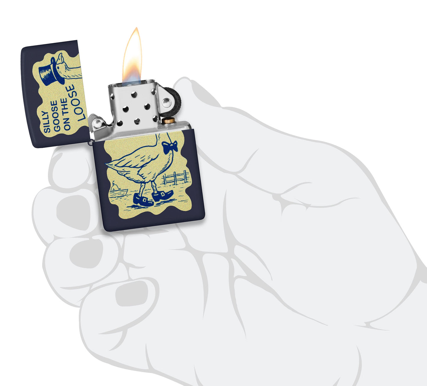 Zippo Silly Goose Design Navy Blue Matte Windproof Lighter