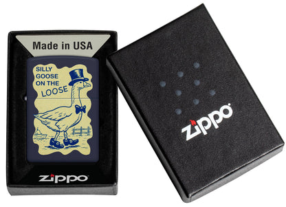 Zippo Silly Goose Design Navy Blue Matte Windproof Lighter