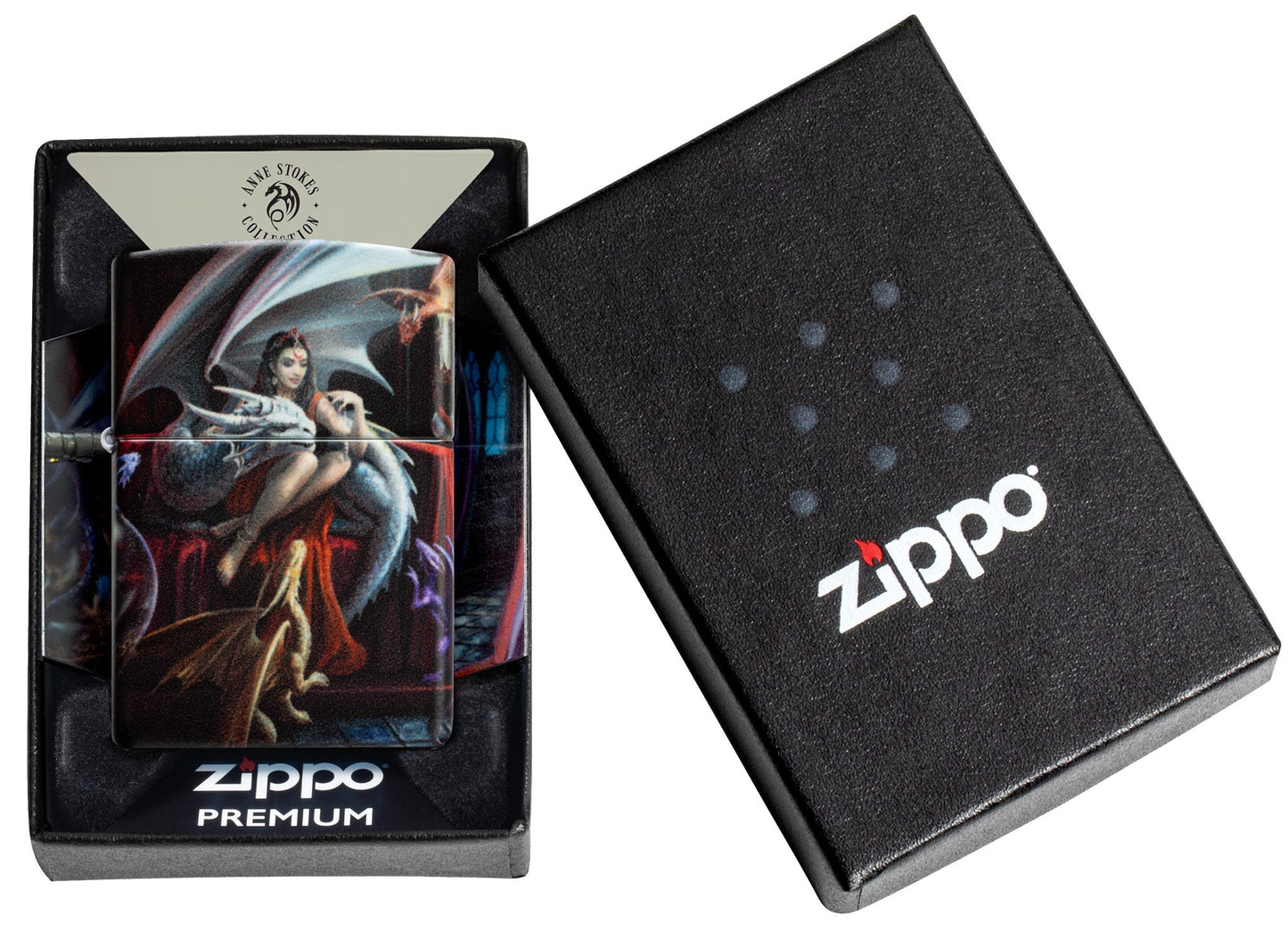 Zippo Anne Stokes Dragon Charm Design Black Matte Windproof Lighter