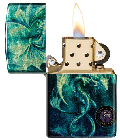 Zippo Anne Stokes Sea Dragon Design 540 Tumbled Brass Windproof Lighter
