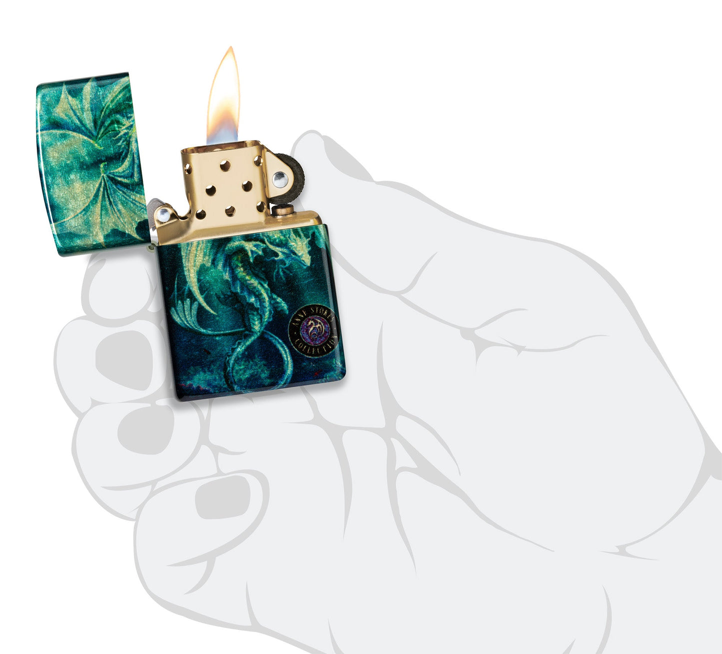 Zippo Anne Stokes Sea Dragon Design 540 Tumbled Brass Windproof Lighter