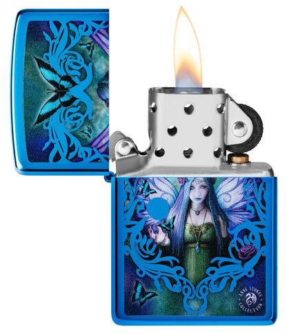 Zippo Anne Stokes Mystic Aura Design High Polish Blue Windproof Lighter