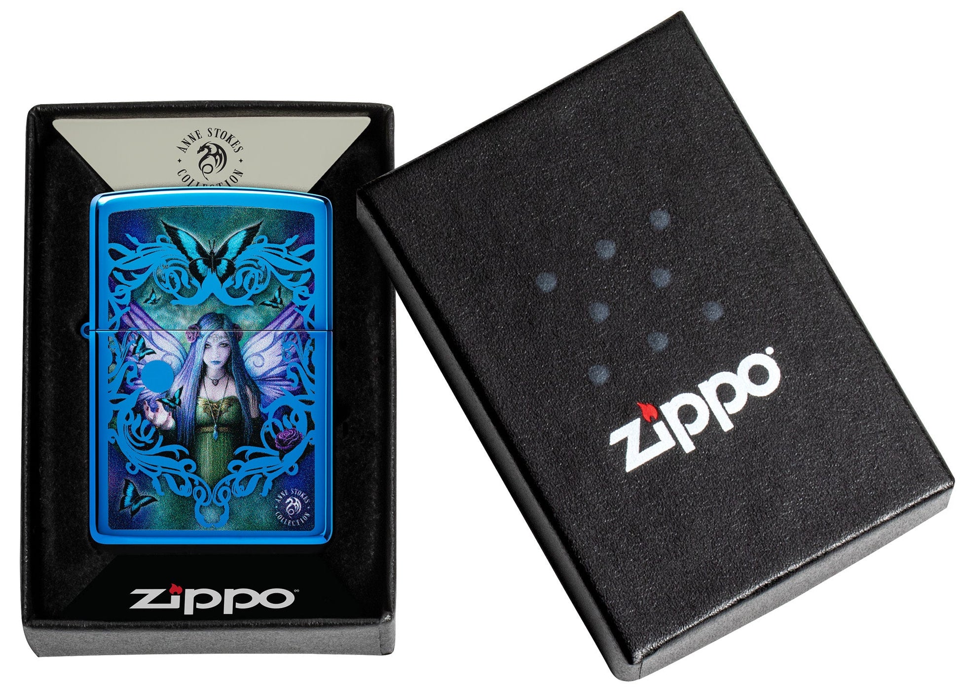 Zippo Anne Stokes Mystic Aura Design High Polish Blue Windproof Lighter