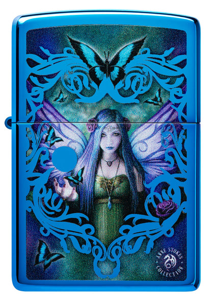 Zippo Anne Stokes Mystic Aura Design High Polish Blue Windproof Lighter