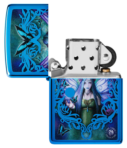 Zippo Anne Stokes Mystic Aura Design High Polish Blue Windproof Lighter