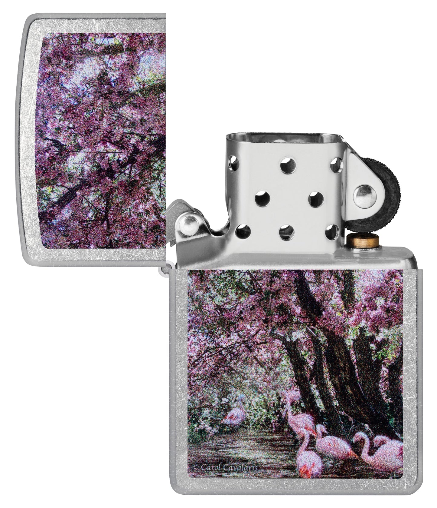 Zippo Carol Cavalaris Flamingo Lagoon Design Street Chrome Windproof Lighter