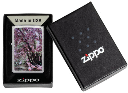 Zippo Carol Cavalaris Flamingo Lagoon Design Street Chrome Windproof Lighter