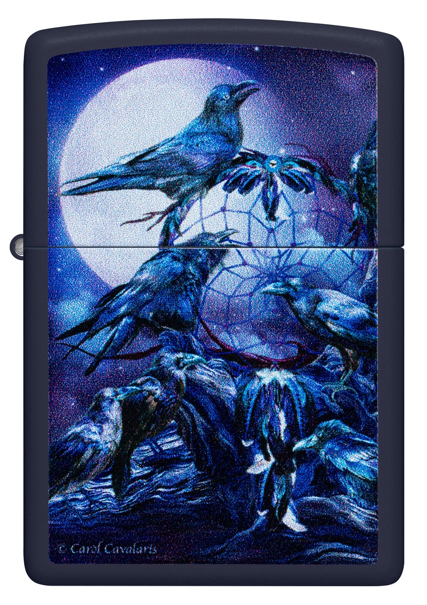 Zippo Carol Cavalaris Raven Dreams Design Blue Matte Windproof Lighter
