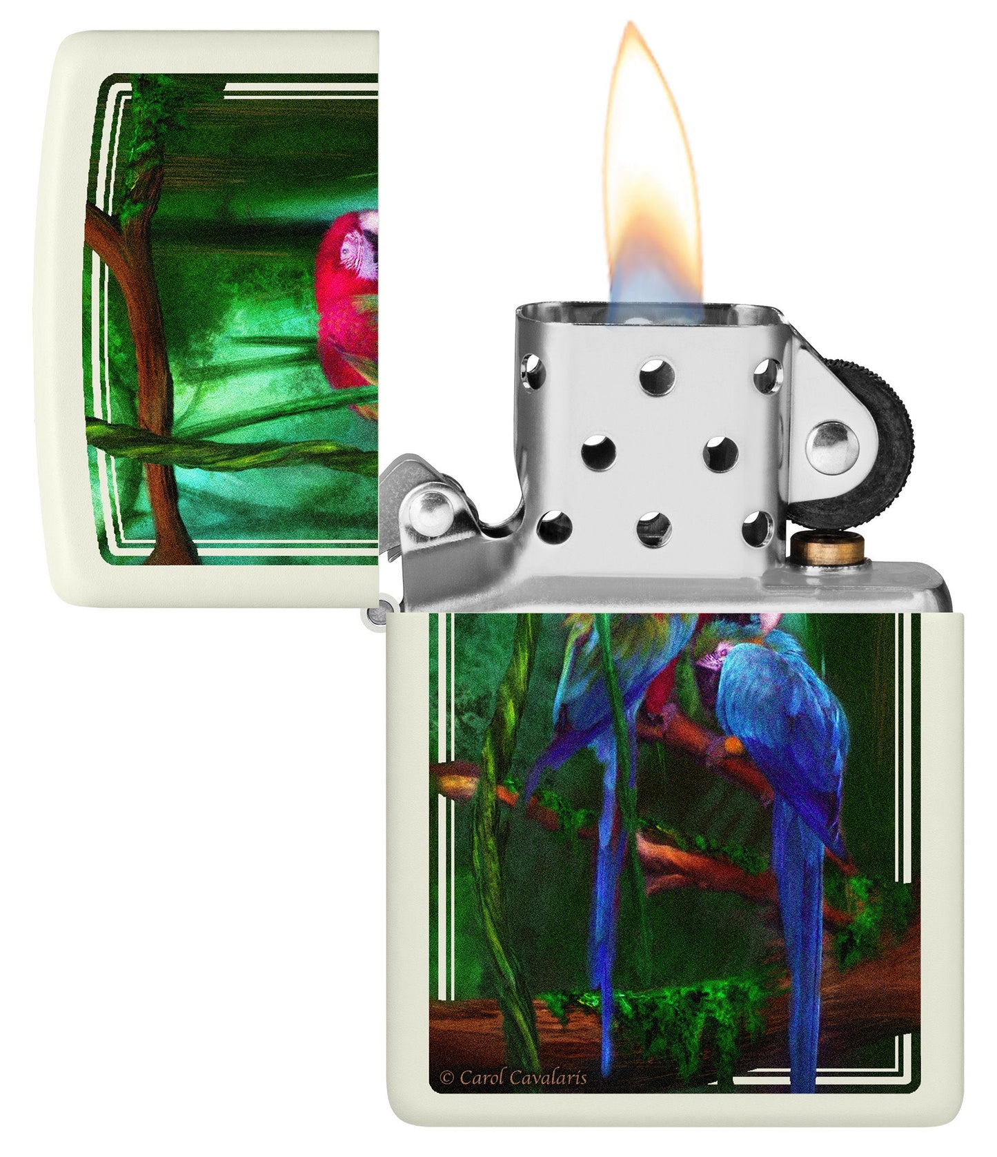 Zippo Carol Cavalaris Jewels of the Jungle Design Glow In The Dark Windproof Lighter