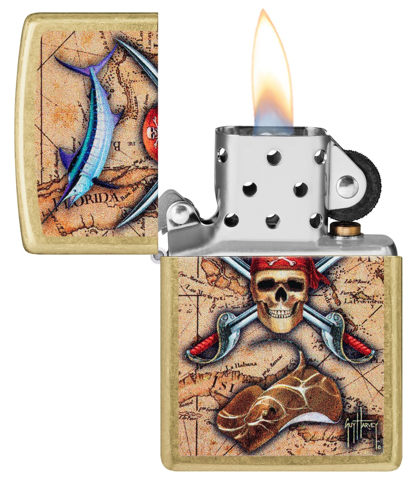 Zippo Guy Harvey Treasure Map Design Street Brass Windproof Lighter