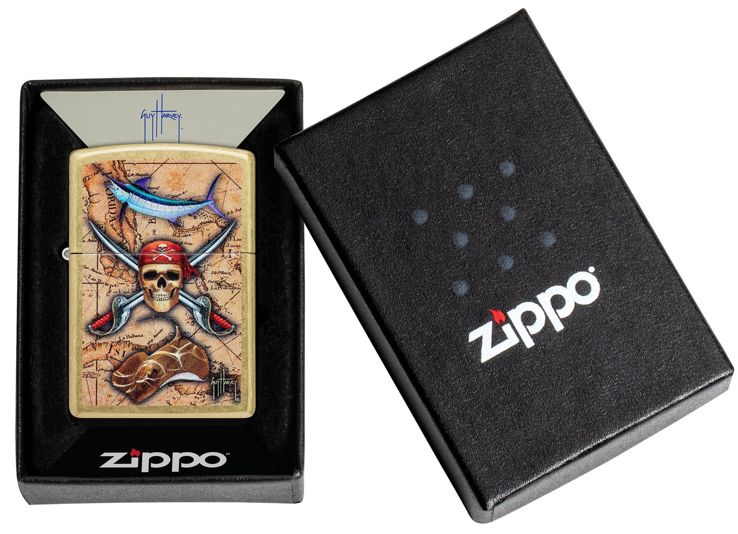 Zippo Guy Harvey Treasure Map Design Street Brass Windproof Lighter