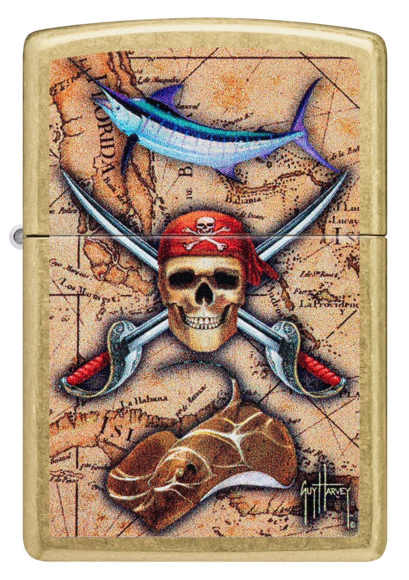 Zippo Guy Harvey Treasure Map Design Street Brass Windproof Lighter