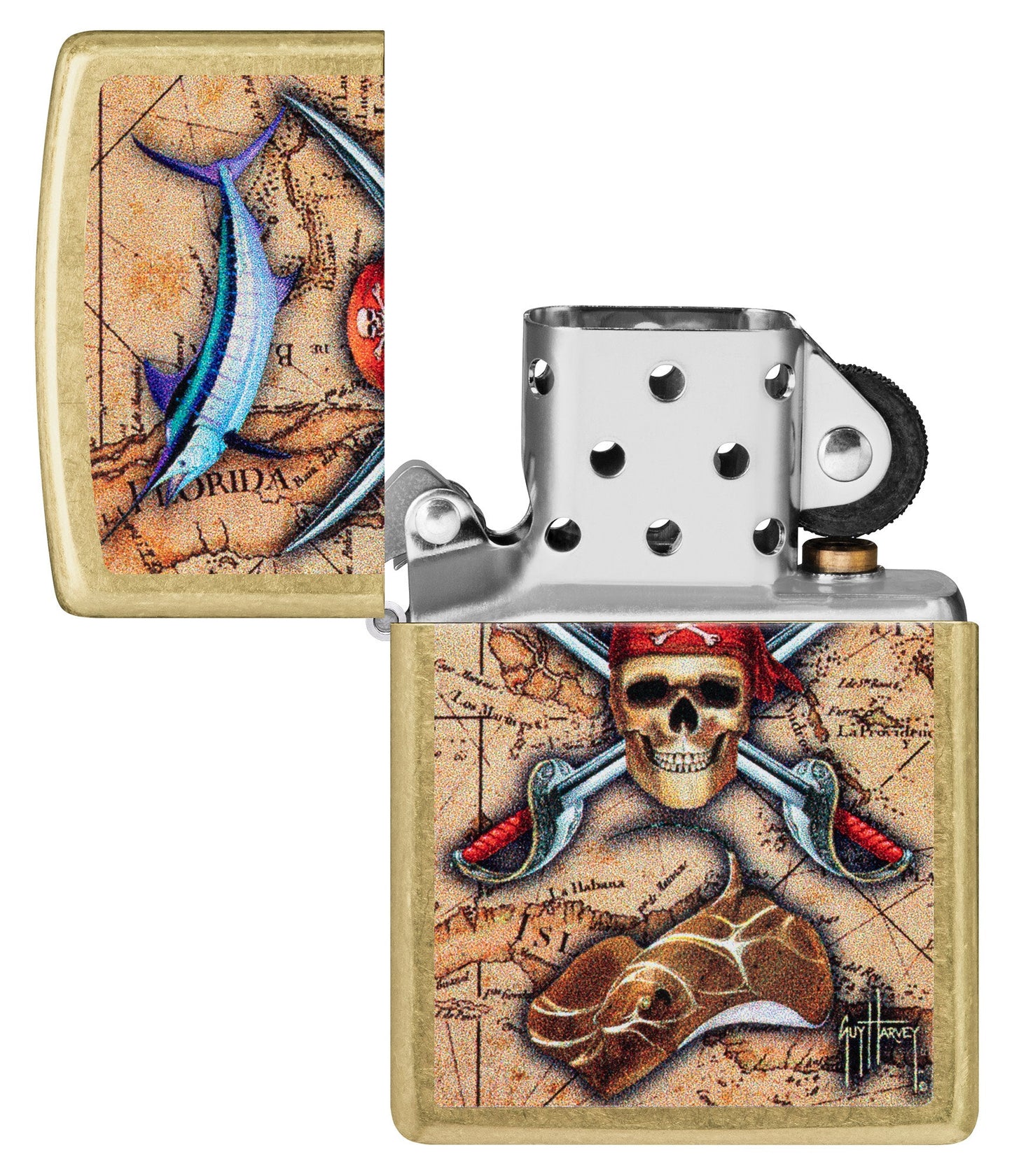 Zippo Guy Harvey Treasure Map Design Street Brass Windproof Lighter