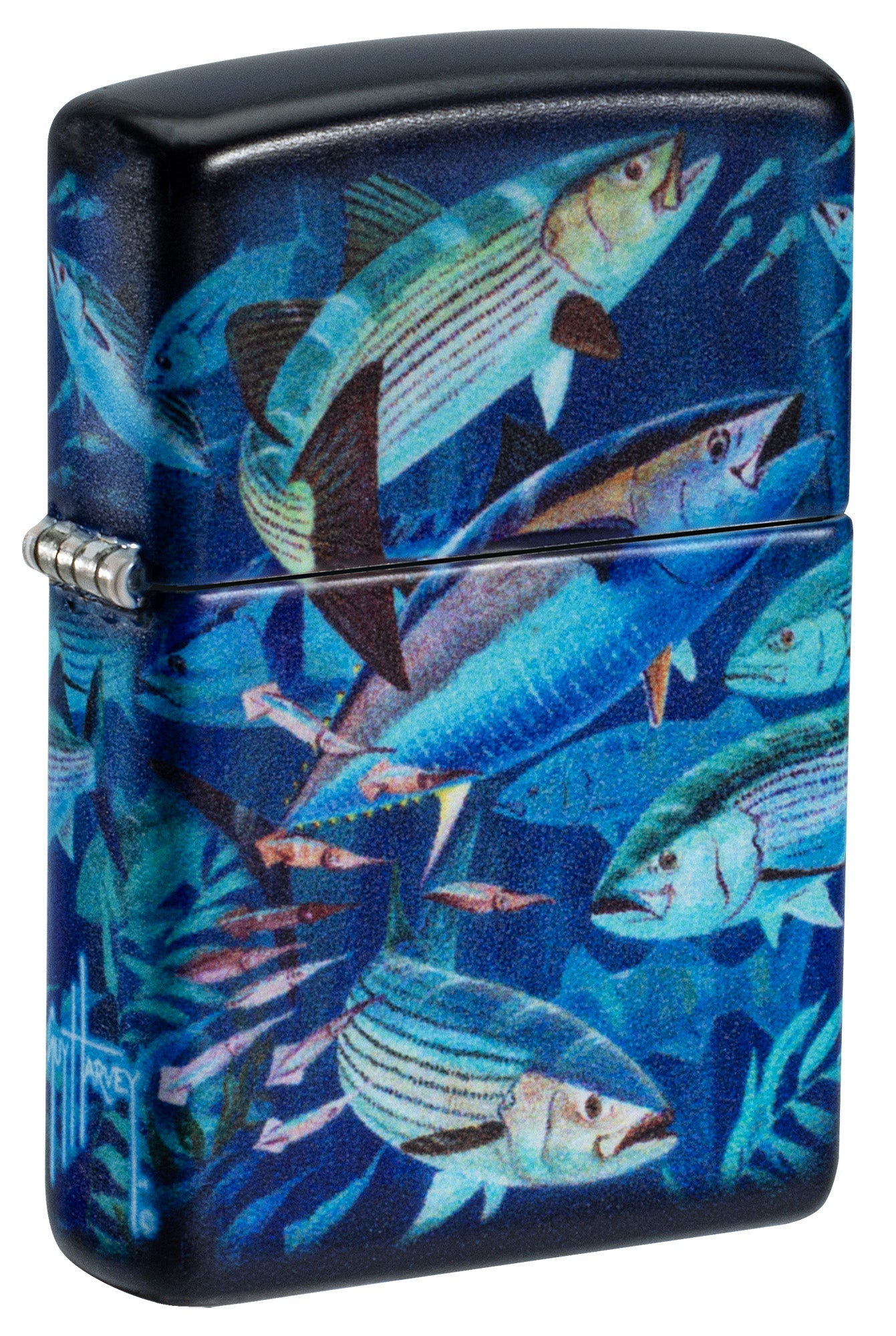 Zippo Guy Harvey Fish School Design Blue Matte Windproof Lighter