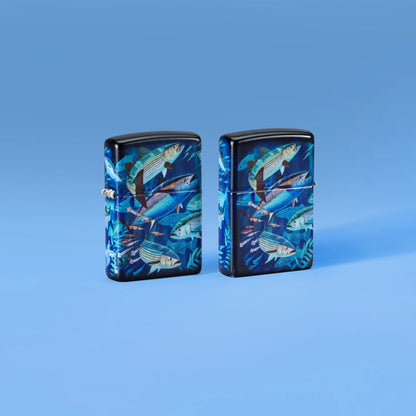 Zippo Guy Harvey Fish School Design Blue Matte Windproof Lighter