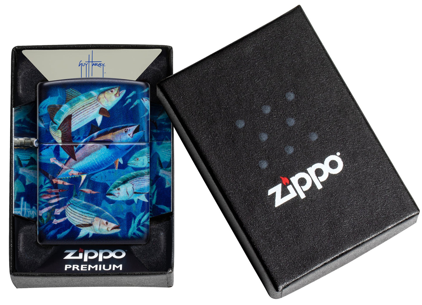 Zippo Guy Harvey Fish School Design Blue Matte Windproof Lighter