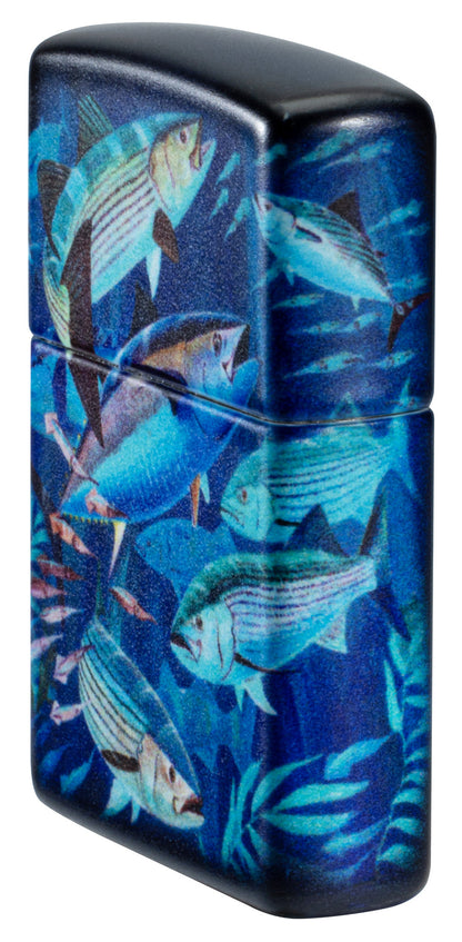 Zippo Guy Harvey Fish School Design Blue Matte Windproof Lighter