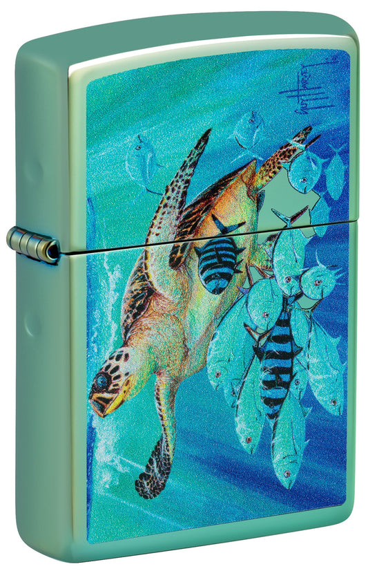 Zippo Guy Harvey Hawksbill Caravan Design High Polish Green Windproof Lighter