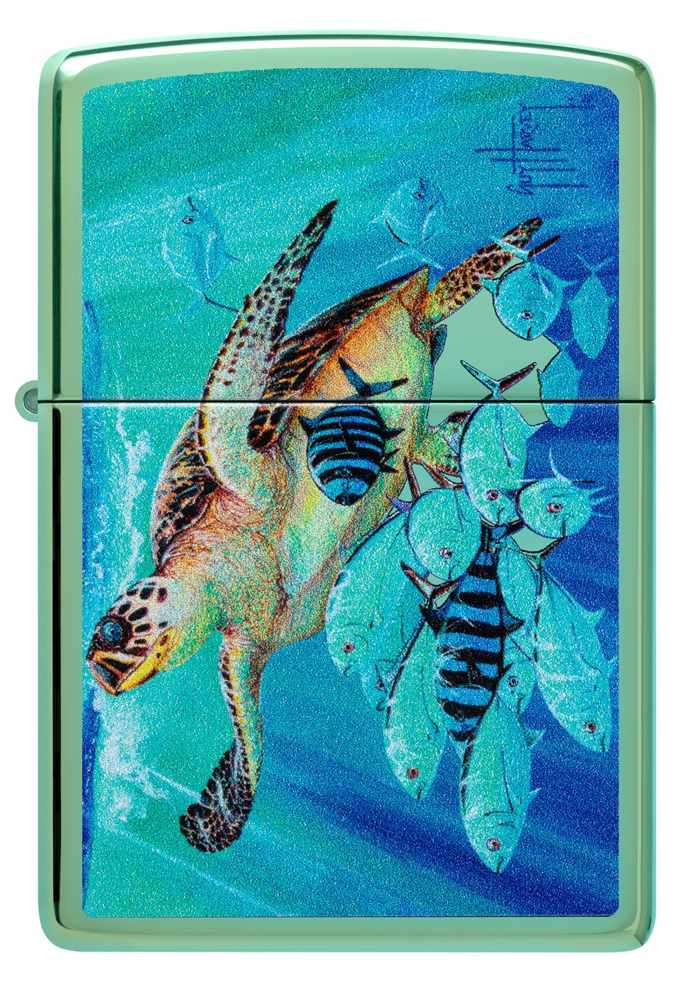 Zippo Guy Harvey Hawksbill Caravan Design High Polish Green Windproof Lighter