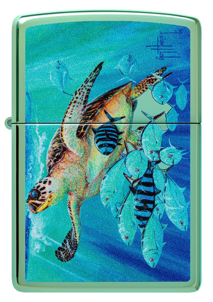 Zippo Guy Harvey Hawksbill Caravan Design High Polish Green Windproof Lighter