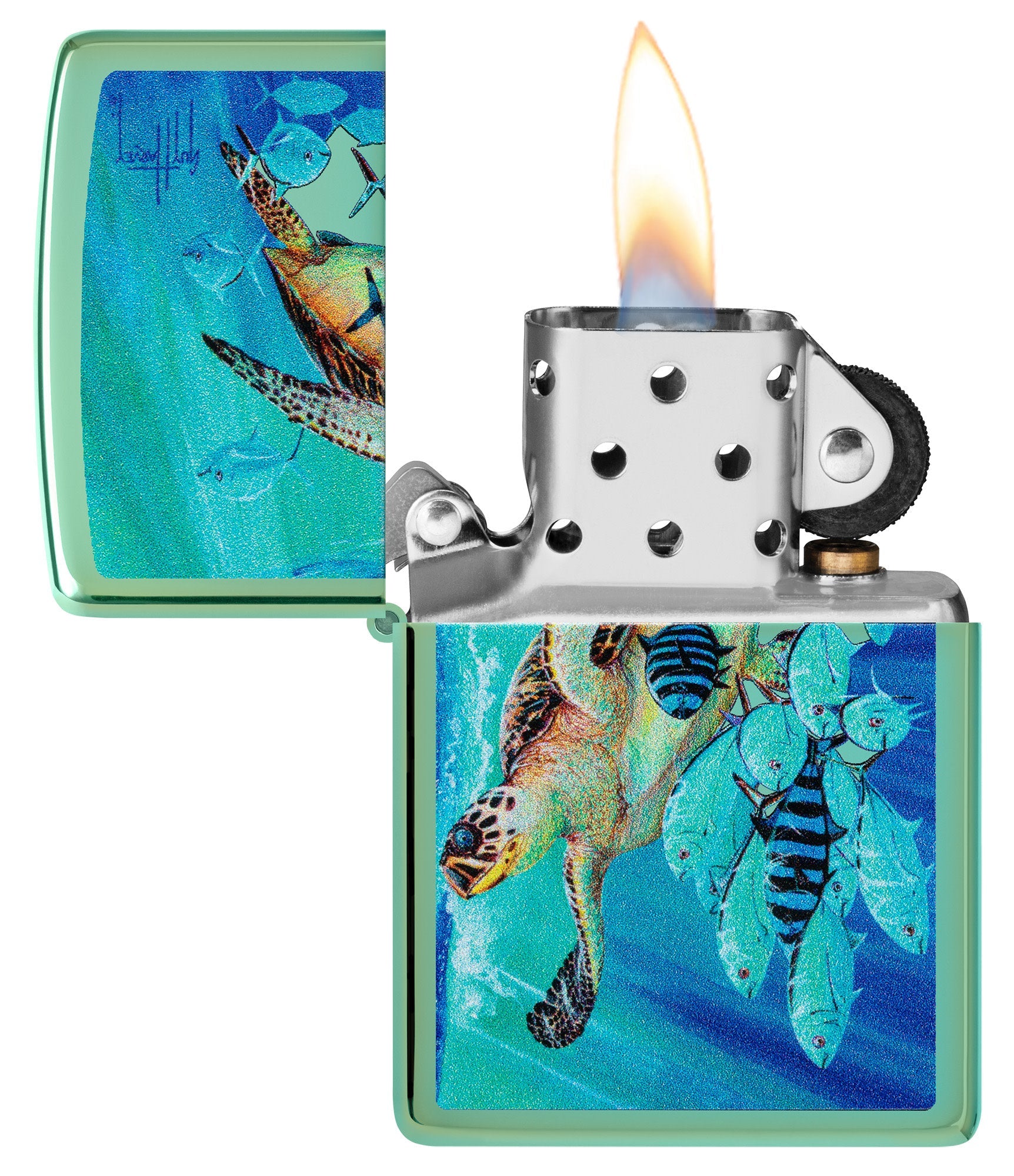 Zippo Guy Harvey Hawksbill Caravan Design High Polish Green Windproof Lighter