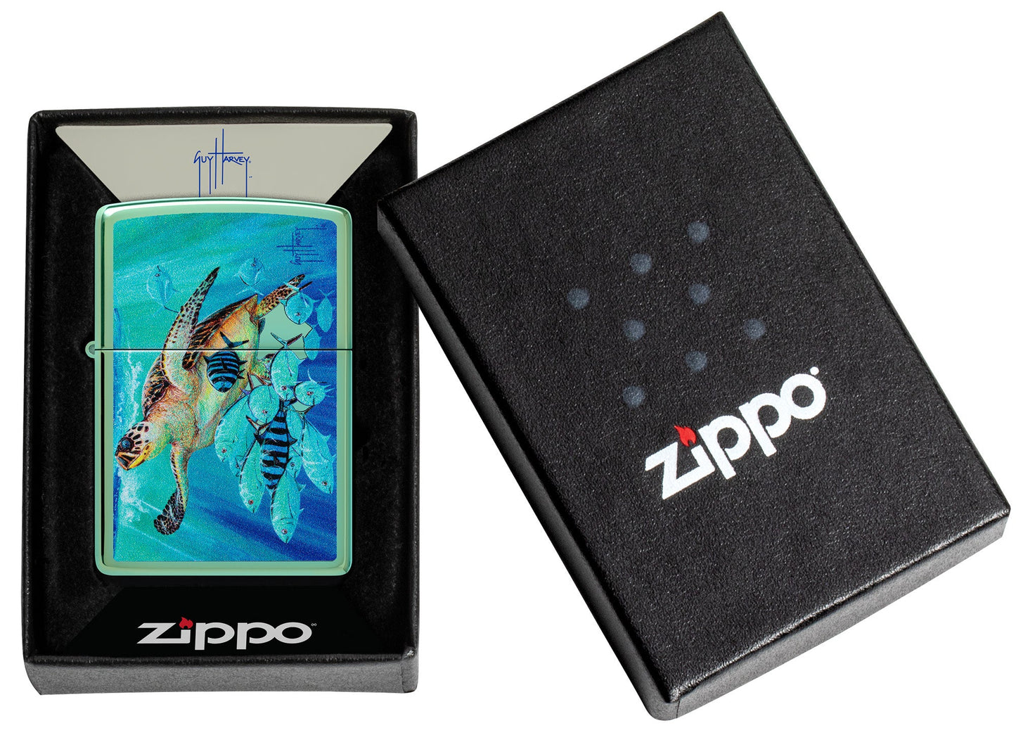 Zippo Guy Harvey Hawksbill Caravan Design High Polish Green Windproof Lighter