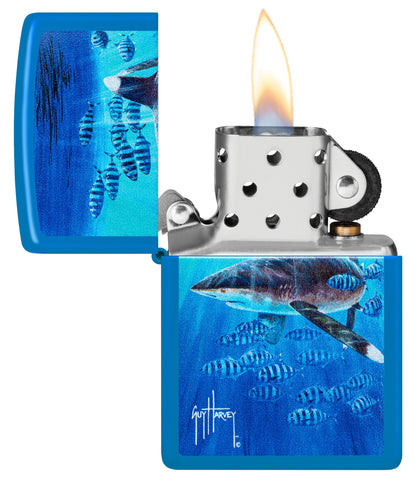 Zippo Guy Harvey Co-Pilot Design Sky Blue Matte Windproof Lighter