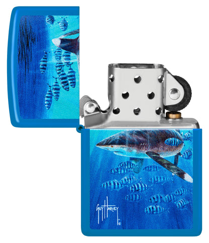 Zippo Guy Harvey Co-Pilot Design Sky Blue Matte Windproof Lighter