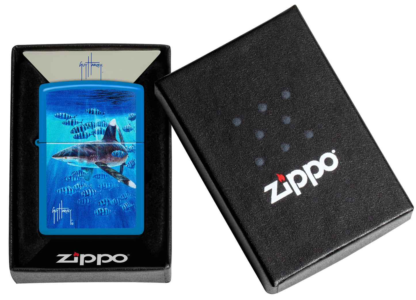 Zippo Guy Harvey Co-Pilot Design Sky Blue Matte Windproof Lighter