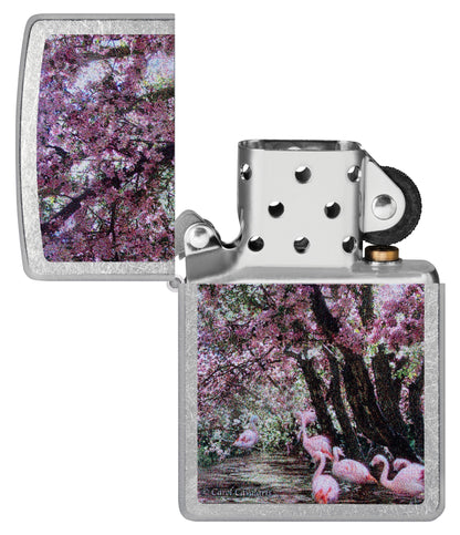Zippo Carol Cavalaris Flamingo Lagoon Design Street Chrome Windproof Lighter
