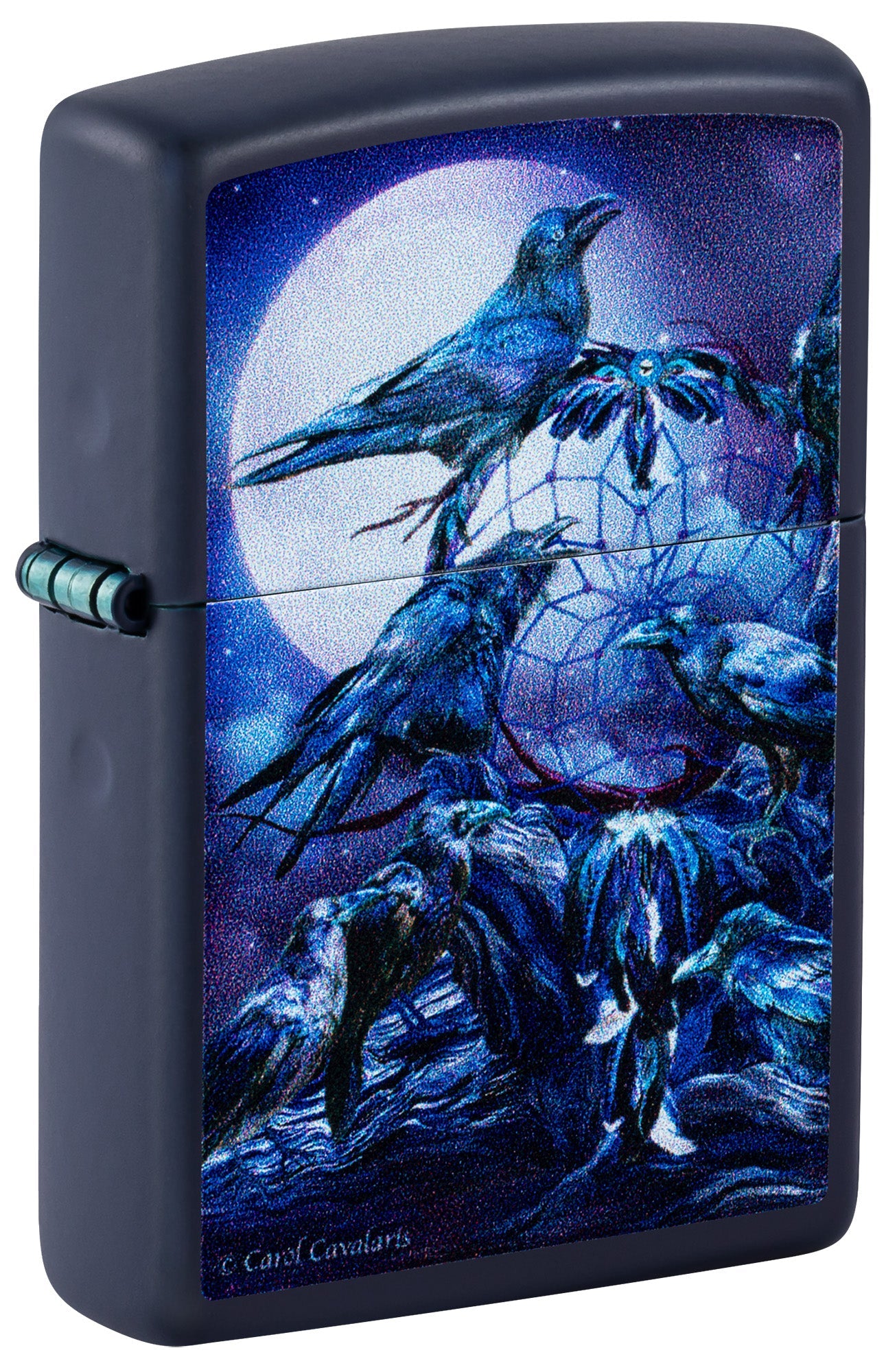 Zippo Carol Cavalaris Raven Dreams Design Blue Matte Windproof Lighter