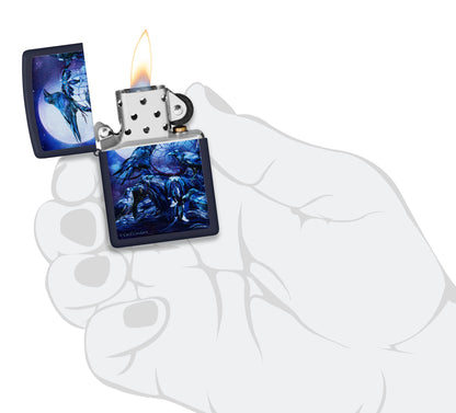 Zippo Carol Cavalaris Raven Dreams Design Blue Matte Windproof Lighter