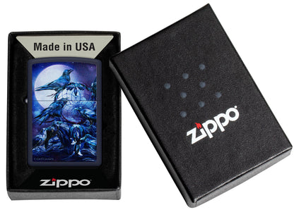 Zippo Carol Cavalaris Raven Dreams Design Blue Matte Windproof Lighter