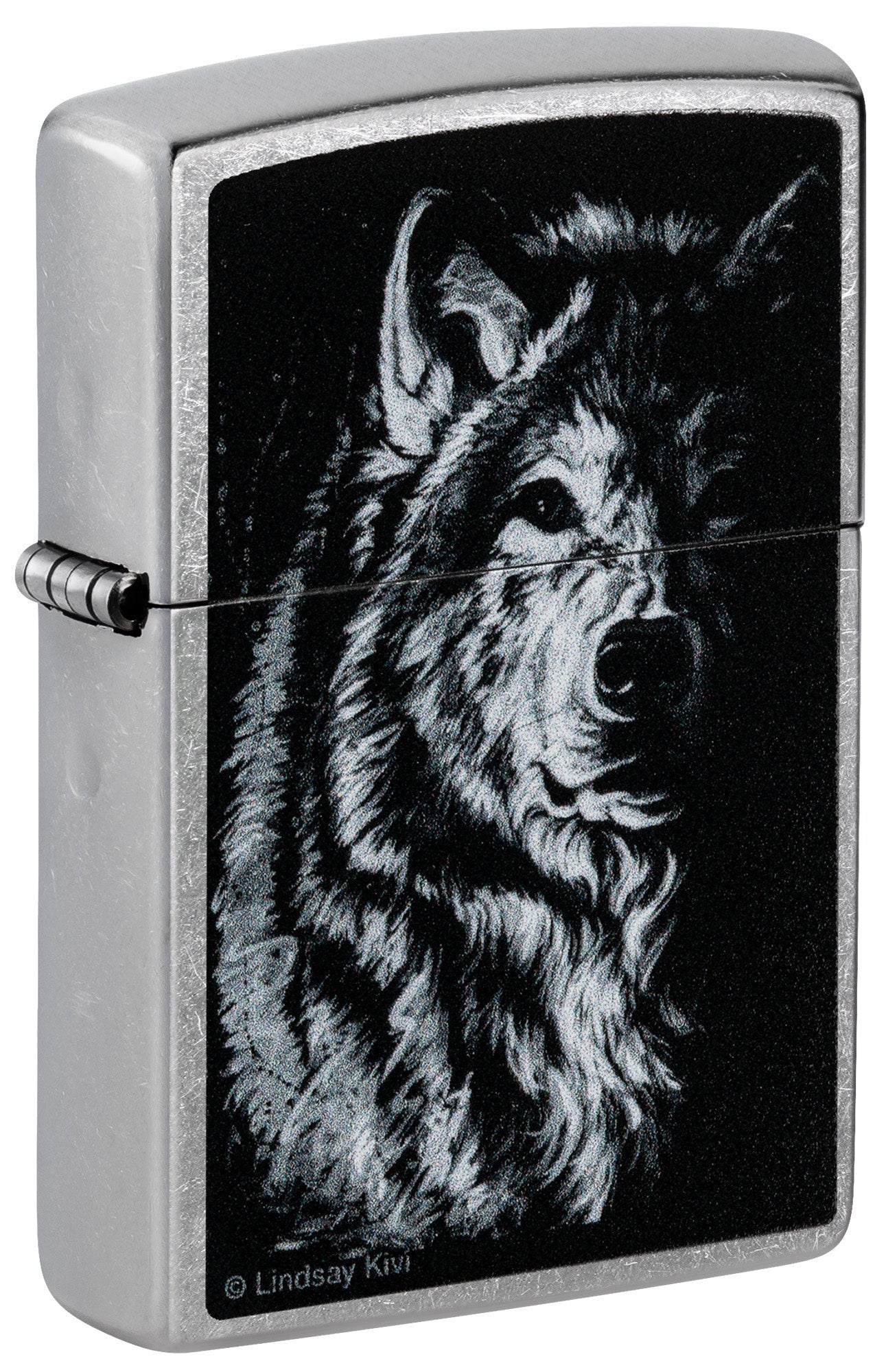 Zippo Lindsay Kivi Shadow Wolf Design Street Chrome Windproof Lighter