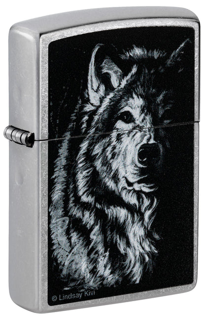 Zippo Lindsay Kivi Shadow Wolf Design Street Chrome Windproof Lighter