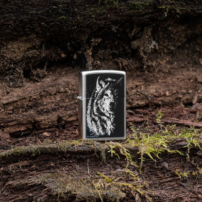 Zippo Lindsay Kivi Shadow Wolf Design Street Chrome Windproof Lighter