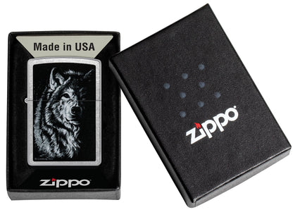 Zippo Lindsay Kivi Shadow Wolf Design Street Chrome Windproof Lighter