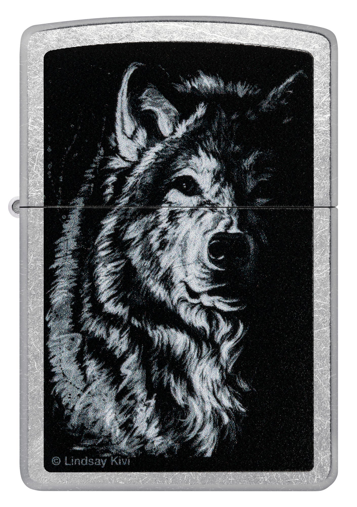 Zippo Lindsay Kivi Shadow Wolf Design Street Chrome Windproof Lighter