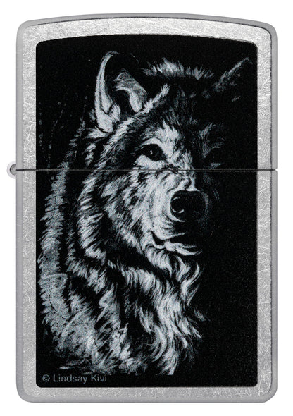 Zippo Lindsay Kivi Shadow Wolf Design Street Chrome Windproof Lighter