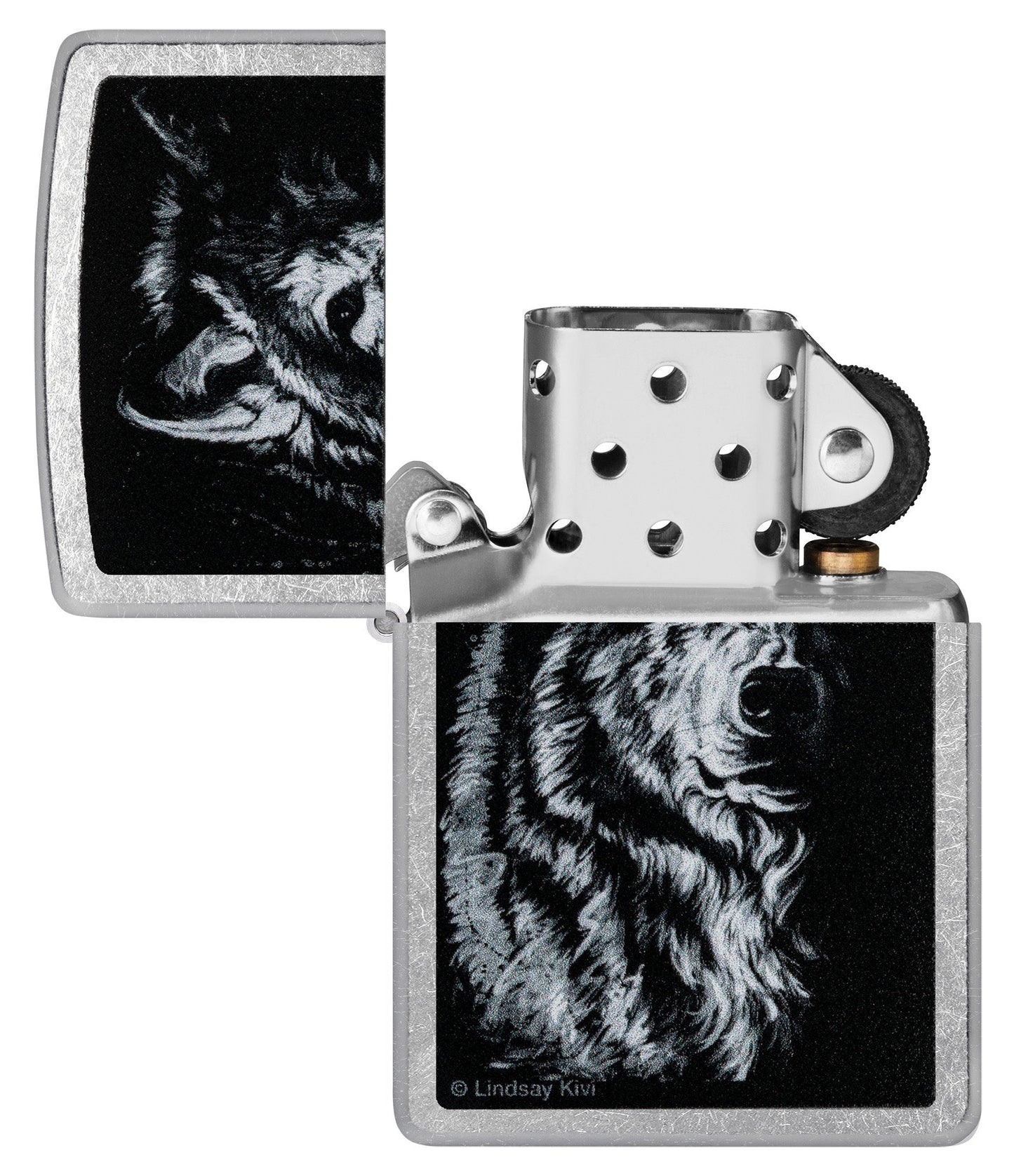 Zippo Lindsay Kivi Shadow Wolf Design Street Chrome Windproof Lighter